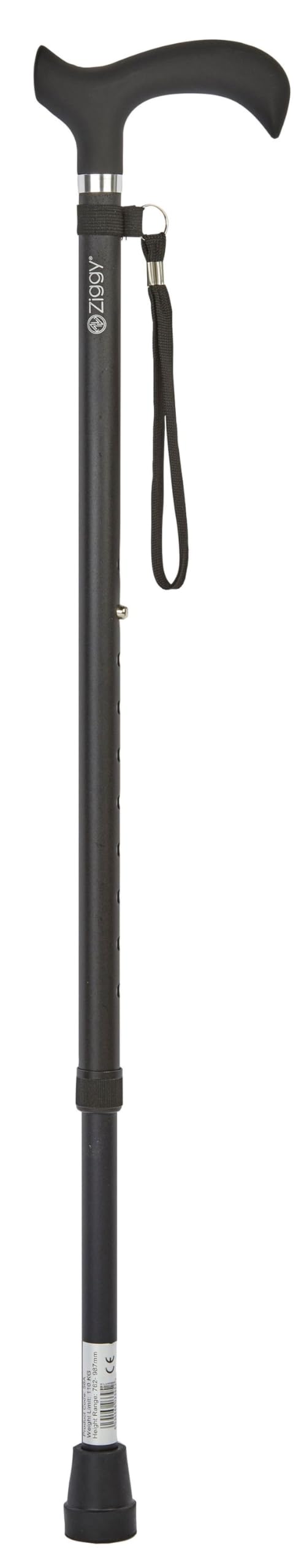 Gehstock Soft Melbourne ANTHRAZIT, Soft-Derbygriff schwarz, Leichtmetall matt-anthrazitgrau, verstellbar ca. 76-99 cm, bis 110 Kg, inkl. Tragschlaufe und Gummipuffer
