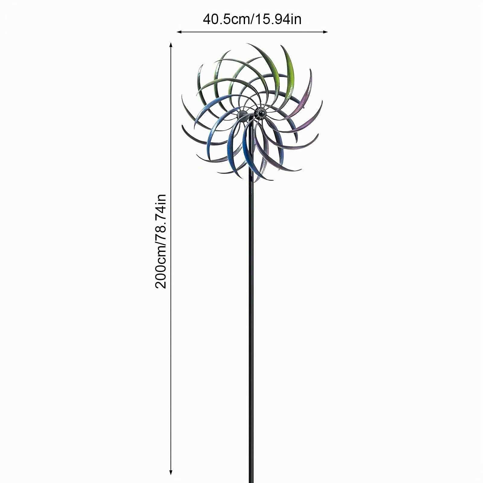 Windspiele Schönes Und Großes Windrad Für Garten - Metall - Ø 40,5cm / Höhe: 200cm - Wetterfest - Hochwertige Qualität & Stabiler Standstab - Gartenstecker/Metallwindrad/Windräder - Gartendeko