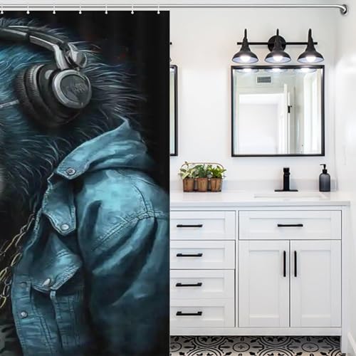 Rideau de douche DJ Singe 100% polyester lavable haute résistance 183x183cm - 5