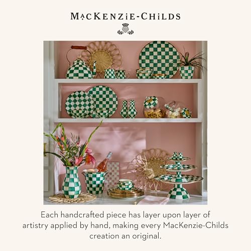 Image of MACKENZIE-CHILDS Two-Tier Sweet Stand, Green-and-White Emerald Check