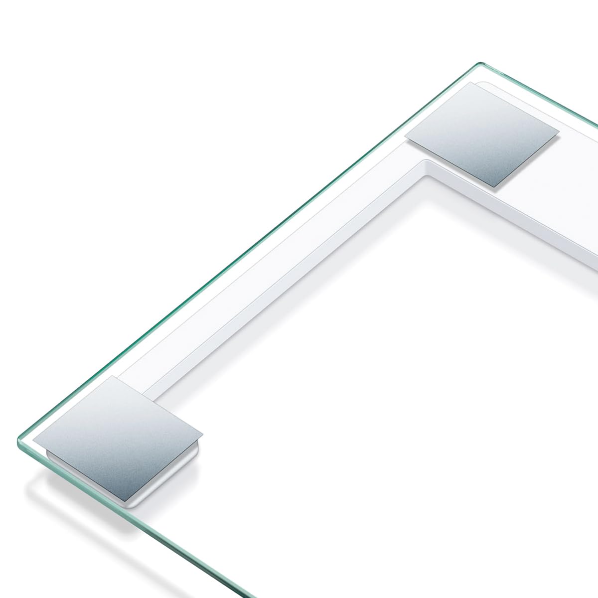 Beurer GS 14 - Báscula de baño de vidrio, vidrio de seguridad, apagado automático, puesta en marcha con sensor vibración, 150 kg / 100 gr, color transparente/ Blanco/ Plateado