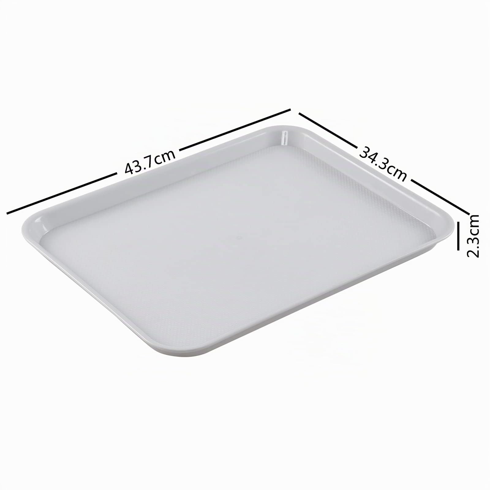 Lot de 6 Plateau de Service en Plastique, Plateau de Cafétéria, Gris