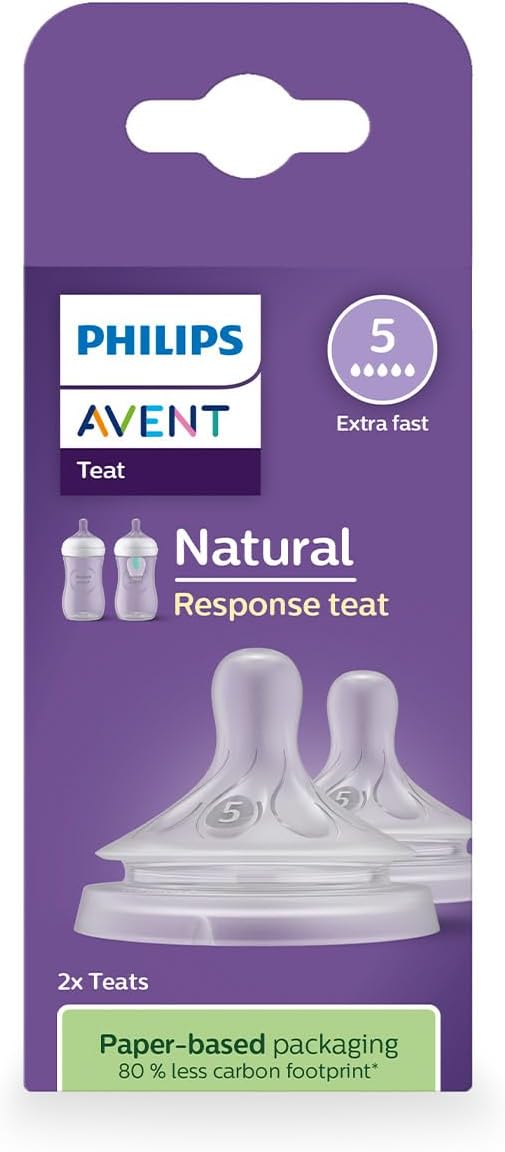 Philips Avent Natural Response Bottle Teat - 2 x Baby Bottle Flow 5 Teats for Babies Aged 6+ Months, BPA Free (Model SCY965/02)