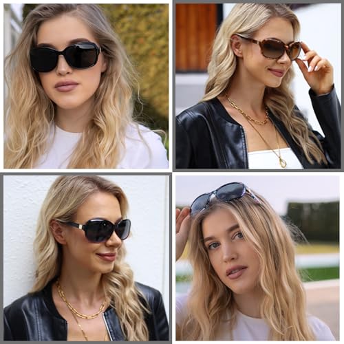 LVIOE Polarized Sunglasses for Women Retro Oversized Shades with UV400 Protection LS81582