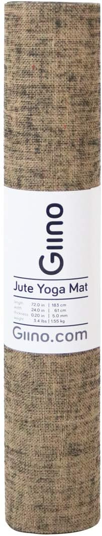 Giino Natural Jute Yoga Mat -Thick yoga mat - Organic Jute Exercise Mat - Large Non Slip - For All Yoga Pilates Floor Exercise