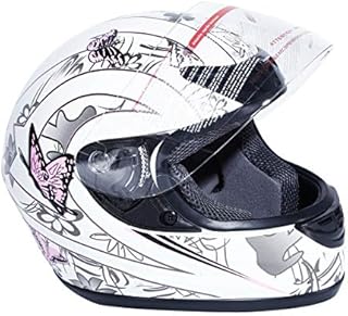 TCT-MOTORPARTS Helmet DOT Flip Up Full Face Adult Street ATV Dirt Bike White &Pink Butterfly Helmet(Large)