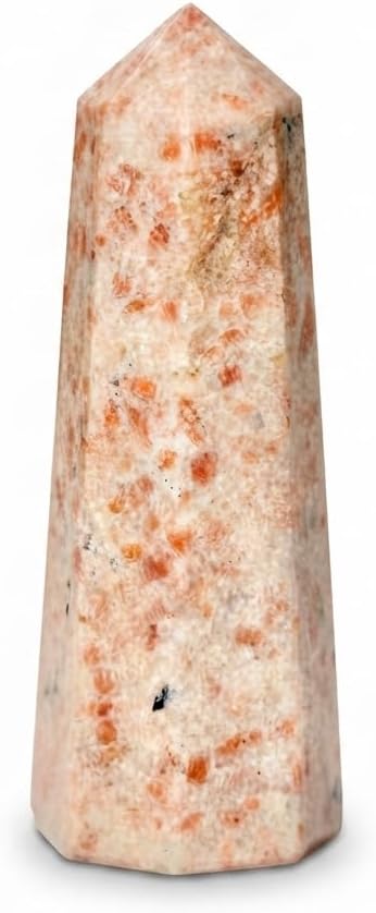 Jet International Genuine Sunstone Obelisk Tower Jumbo 8 Facet Aura Rock Crystal Natural Polished Earth Spirit Balance Point Gemstone Spiritual Chakra Balancing