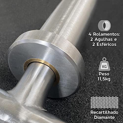 Barra H Romana Olímpica Hard Chrome - Musculação Bíceps tríceps - D1fitness