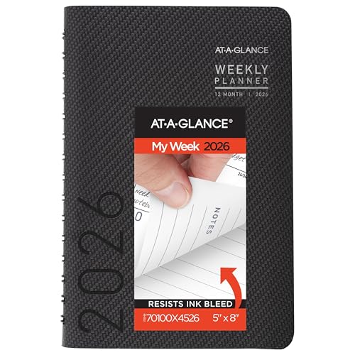 AT-A-GLANCE 2026 Planner, Weekly & Monthly, 5" x 8", Small, Contemporary, Charcoal (70100X4526)