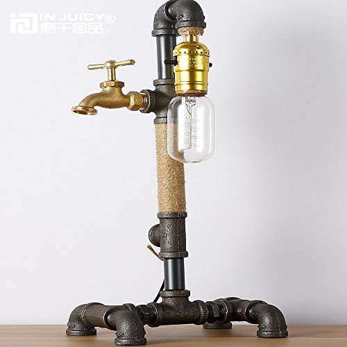 Injuicy Loft Retro Edison Vintage Industriële sokkel van metaal waterleidingen tafellampen antiek ijzer smeed touw… - Afbeelding 4