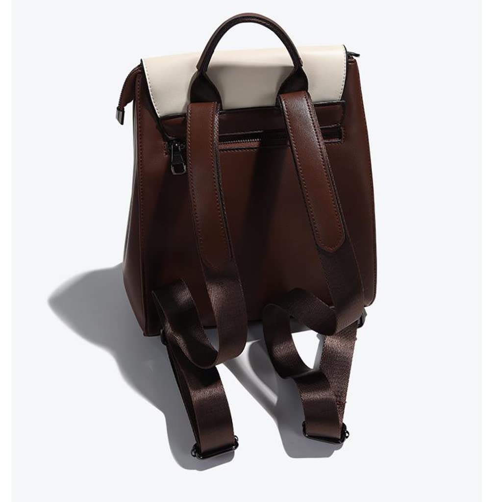 Mochila de Color en Contraste Moda for Mujer Mochila de Cuero de Moda Que combina con Todo Bolso de Escuela de Piel de Vaca con Cera de Aceite (Color : Cowhide)