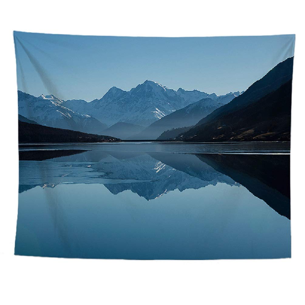 izielad Natural Scenery Lake Mountains Wall Hanging Tapestry Decor Art Nature Home Living Room Bedroom Décor 130X150CM 51X59IN