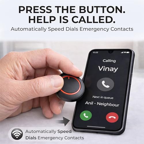 Image of DrRing Wearable SOS Emergency Alert Button for Seniors | Pendant with Whatsapp Alerts | 30-Day Battery | Free Lifetime Subscription Included | (Android Only)