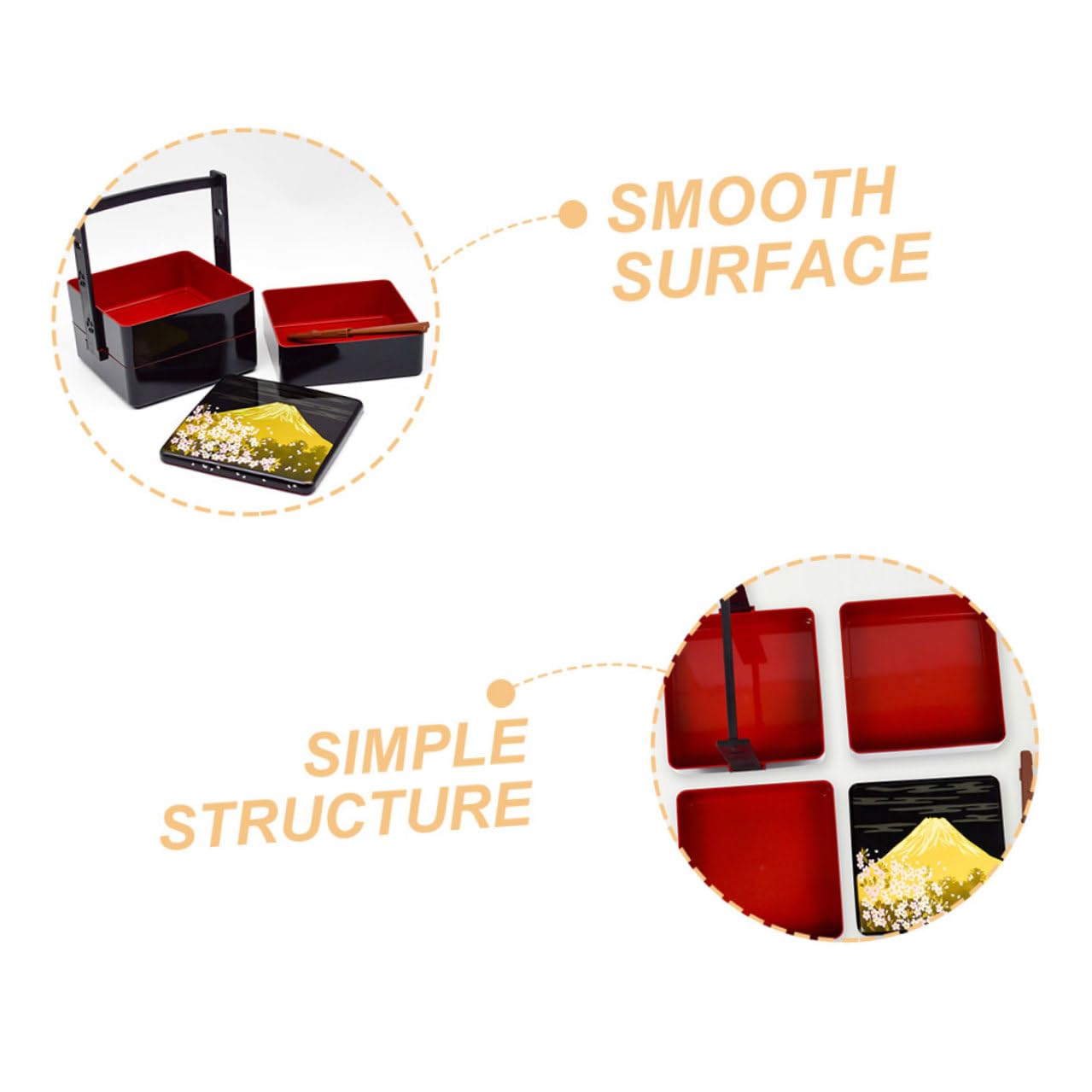 Boîte Bento Japonaise Noire à 3 Niveaux, Boîte à Lunch Portable en Abs Réutilisable, Hermétique et Pratique, pour Pique-niques et Rangement Alimentaire