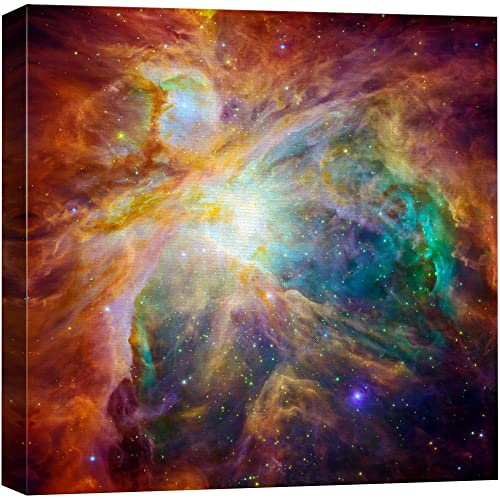 wall26 Canvas Print Wall Art Cosmic Rainbow Orange & Green Galaxy Nebula...
