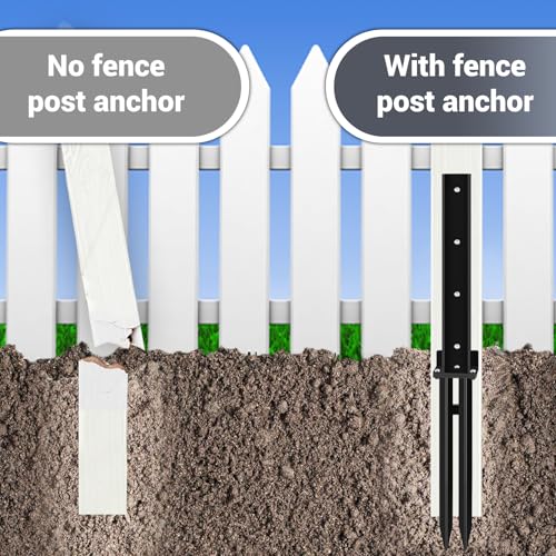 image for ZZM 2 Pack Fence Post Anchor Kit, Heavy Duty Steel Fence Post Repair S
