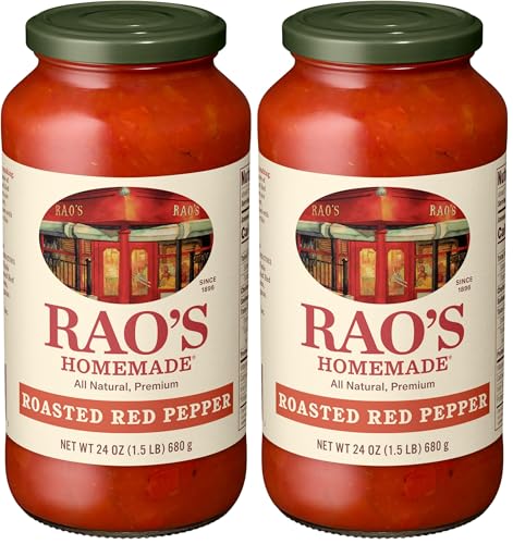 Image of Rao's Homemade Roasted Red Pepper Pasta Sauce, 24 oz, Tomato Sauce, All Purpose, Keto Friendly, Premium Quality, Tomatoes from Italy and Red Peppers (Pack of 2)