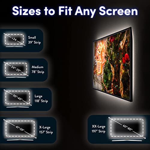 Image of Power Practical USB Bias Lighting, LED TV Backlight Strip, Ambient Home Theater Light, TV Accent Lighting to Reduce Eye Strain, Improve Contrast, White, X-Large (41 inch-59 inch TV)