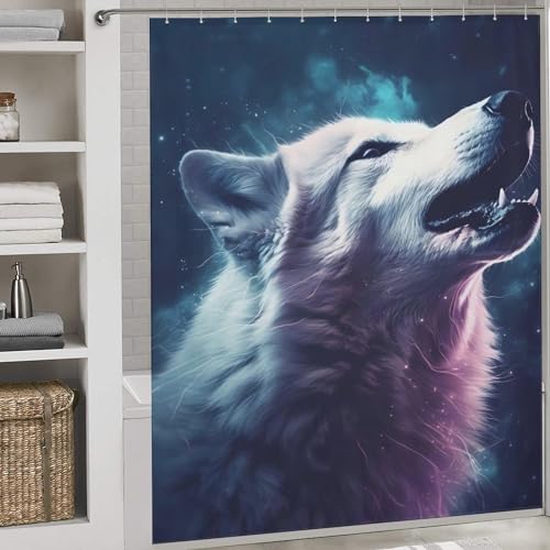 Rideau de douche loup 100% polyester de qualité supérieure - 2
