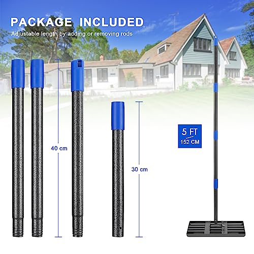 Rasenrechen Metall 152cm, Nivellierrechen mit glatten Kanten zum Rasen Einebnen und Erde Verteilen - Robustes Bodenplanierwerkzeug für Garten und Rasenpflege