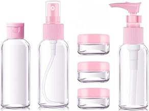 TYAGY Portable Travel Cosmetic Bottles, Plastic Pressing Spray Bottle for Makeup Container Set, Shampoo Toiletries Liquid Containers, Leak Proof, Empty Mini Small Travelling Kit (Multicolor)