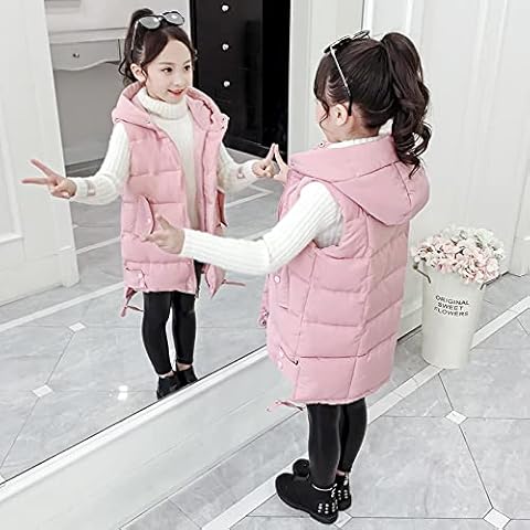 YFZCLYZAXET Weste Vest Winter Kinder Weste Baumwolle Jacke Mädchen Herbst Warme Ärmellose Jacken Winter Casual Weste Kind Westen 7T Rosa Cover