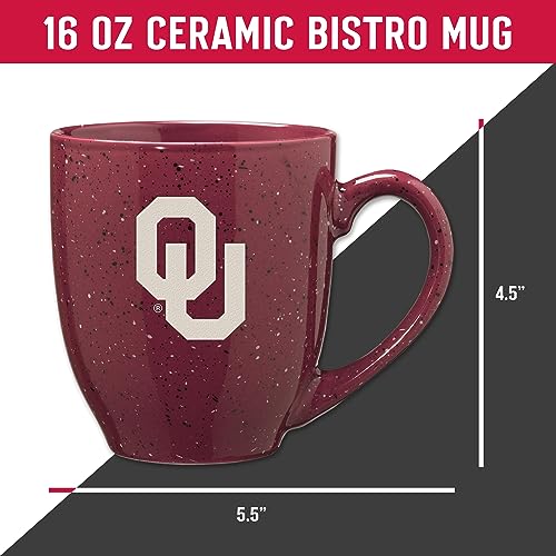Image of Rico Industries NCAA Oklahoma Sooners Maroon Personalized 16 oz Team Color Laser Engraved Speckled Ceramic Coffee Mug