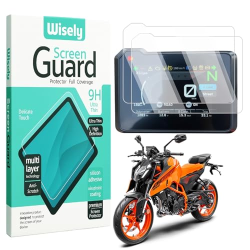 Image of Wisely Pack 2 - Premium Screen Guard for KTM Duke 390 Bike 2023 - TFT 5-Inch Display Digital Meter Protector - HD Clear, Full Cover - Easy Installation Kit - Speedometer Accessories