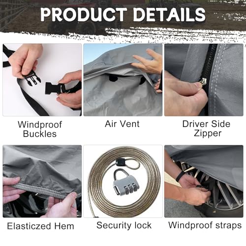 Image of Waterproof UTV Cover Compatible with Can-am Defender 4-6 Seaters, 6 Layers All Weather Cover with Air Vents, Door Zipper and Windproof Buckles and Bands for Rain Snow Dust Protection
