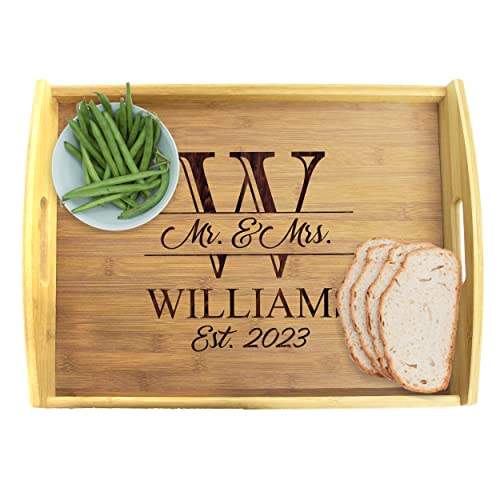My Personal Memories Engraved Wooden Serving Platter Tray with Handles and Legs - Customized and...