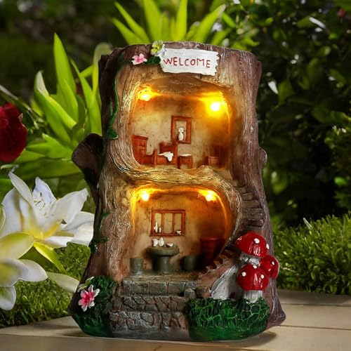 BEXLEYBAY Solar Light Gnome Fairy Garden House for Outside, Big