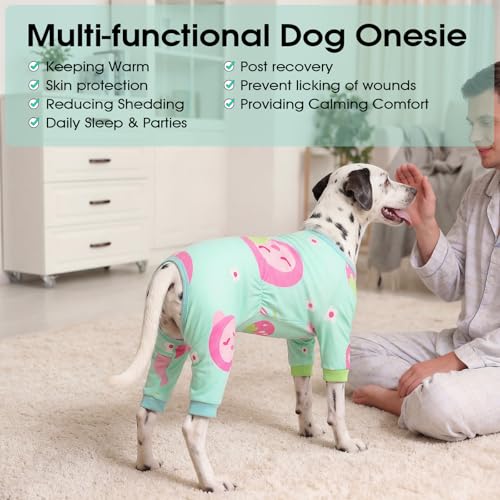 Image of BRKURLEG Soft Dog Pajama, Dog Recovery Suit, Green, M