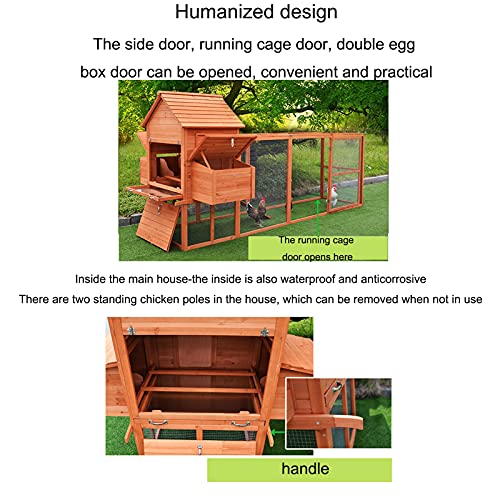 Outdoor Massivholz Hühnerkäfig Kaninchenkäfig, Doppellagiger Hühnerstall Mit Belüftungstür, Reinigbares Tablett Und… – Bild 5