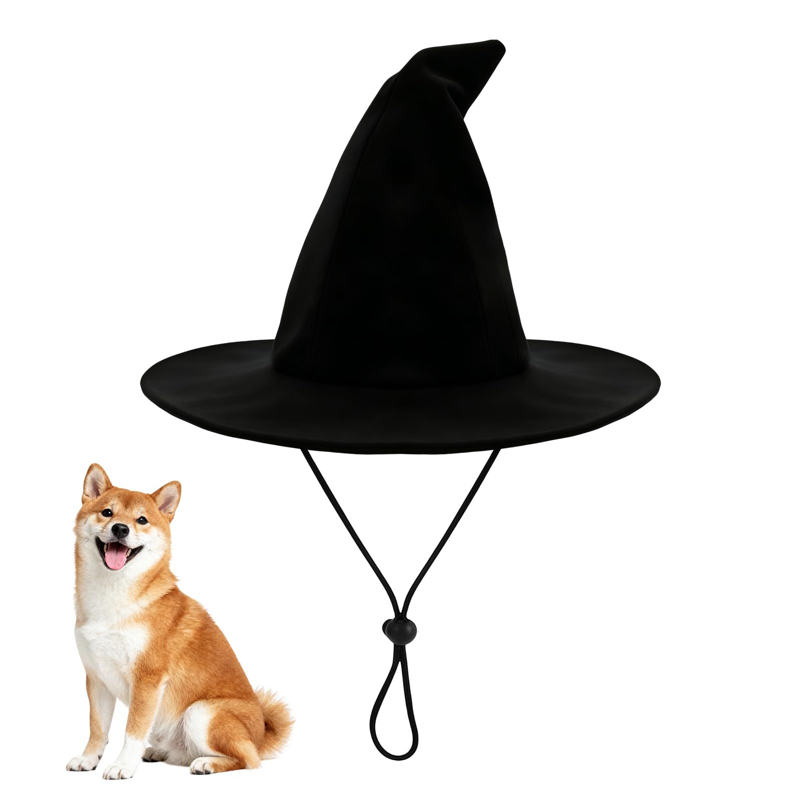 Nereds Witch Pet Hat with Adjustable Rope Press Design Black Pet Hat Cosplay Headdress Costume for Pet Cat Dog, Halloween Headwear Apparels Accessories