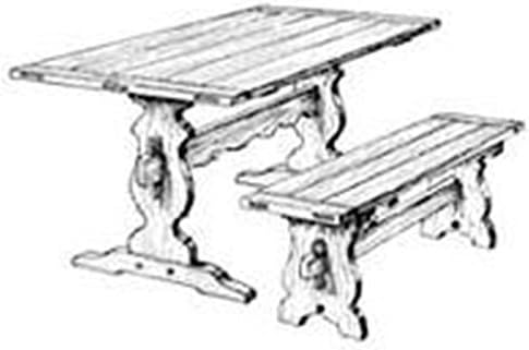 WOODCRAFT Project Paper Plan for Trestle Dining Table and Bench - Material Not Included