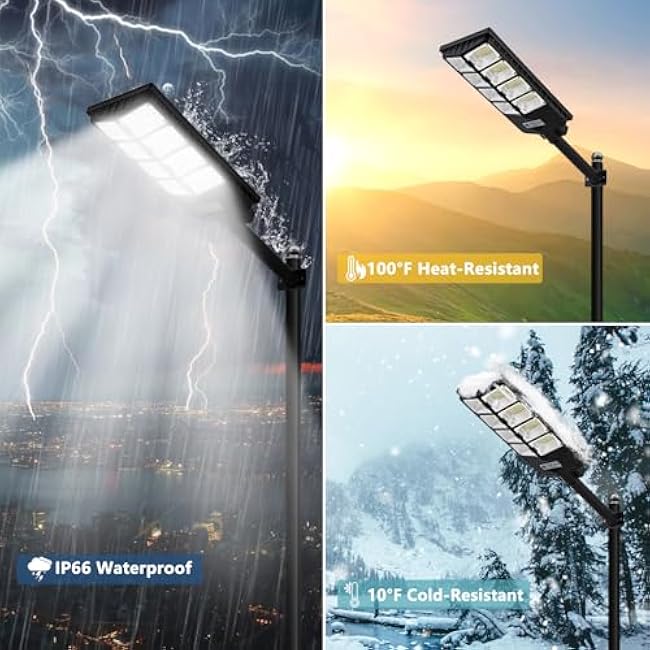 Viruhaka Solar Outdoor Lights,448LEDs Street Lights with 20000LM Hight Brightness, IP66 Waterproof Security Flood Light, Dusk to Dawn Solar Street Lights,for Exterior Wall, Patio, Yard, Deck, Garden