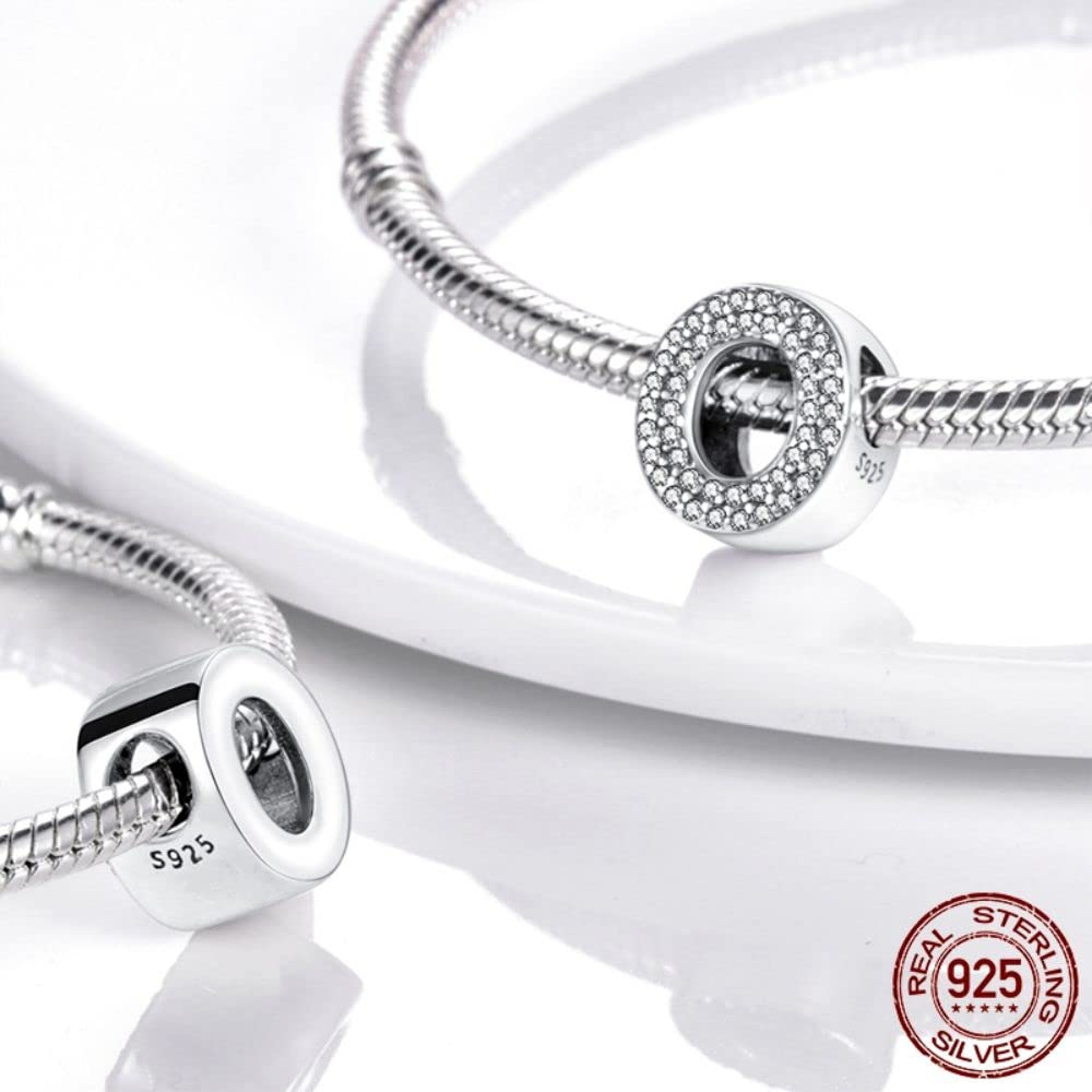 BEEUVIP L Abalorios Charms Colgantes de Alfabeto Cuentas Plata de Ley 925 con Circonita cúbica Transparente Compatible con Pulsera Pandora & Europeo, Charms de Letra para Mujer El estilo C