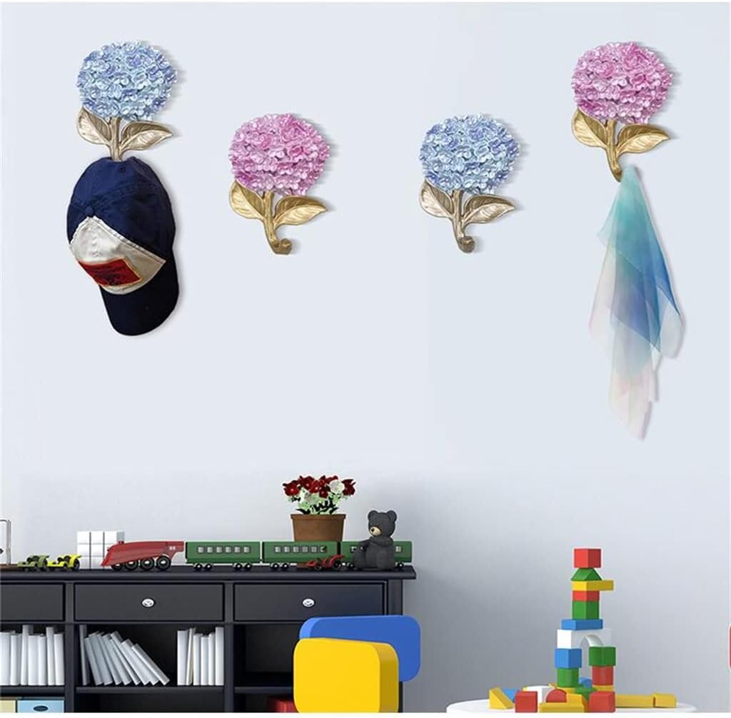 4pcs Wall Resin Flower Hanger Craft Home Decor Key Pack Coat Hook Hanging Wall Sticker(E)