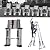 Aluminum Telescoping Extension Ladder with 2 Triangle Stabilizers, Retraction Telescopic Folding RV Ladder with Non-Slip, Max Load 330 lbs(4.7m/15.4ft)