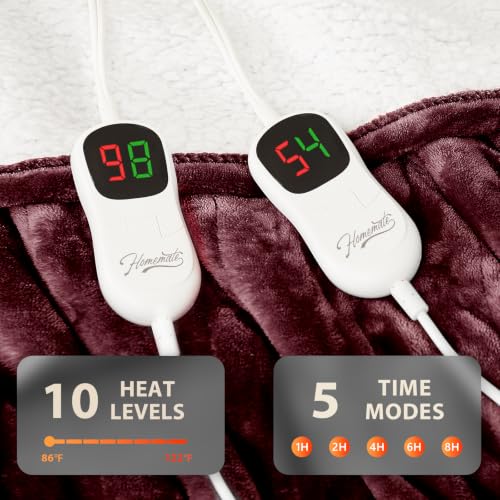 Image of Homemate Heated Electric Blanket Queen Size 84 inchx 90 inch Heating Blanket