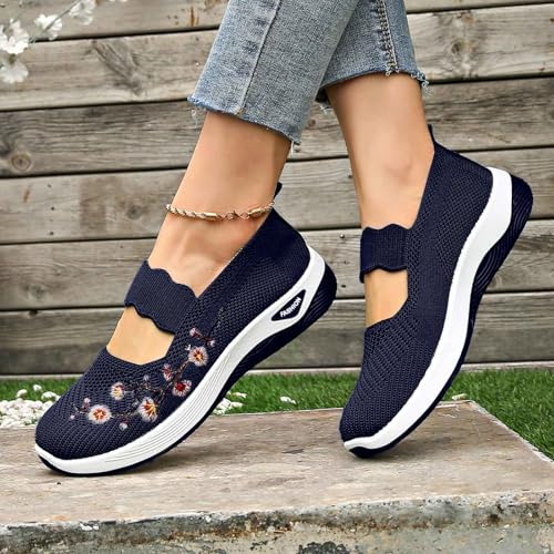 Chaussures décontractées pour femmes brodées baskets légères en toile taille 43