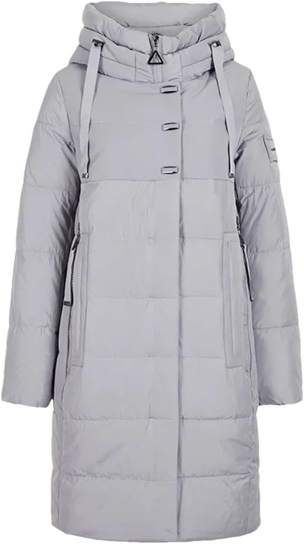 Zippered Long Winter Jacket Women's Parka Down Jacket Hooded Thick Coat