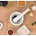 HIC Kitchen Mortar with Pour Spout and Pestle, Fine Porcelain, 4.25-Inch, Spice Herb Grinder, Pill Crusher, Nut Butter Maker