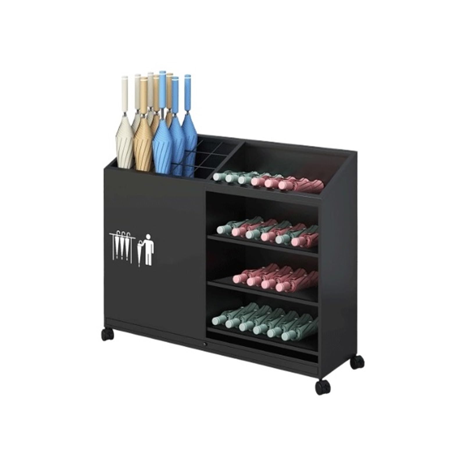 YQINQIN83B Umbrella Stand Umbrella Stands For Hotel Lobbies, Businesses, Classrooms, And Office Entrances, With A Large Capacity Holder(Black,Small)