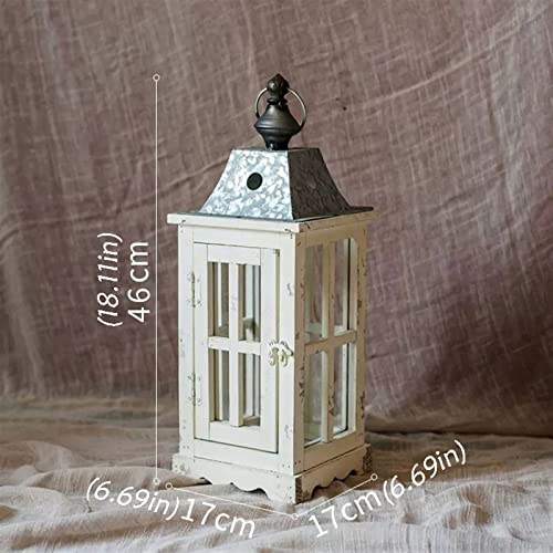 Rustykalny drewniany świecznik rękaw - vintage szklana latarnia do ogrodu i patio - średni świecznik dekoracja do wewnątrz i na zewnątrz - idealny do dekoracji domu i wydarzeń