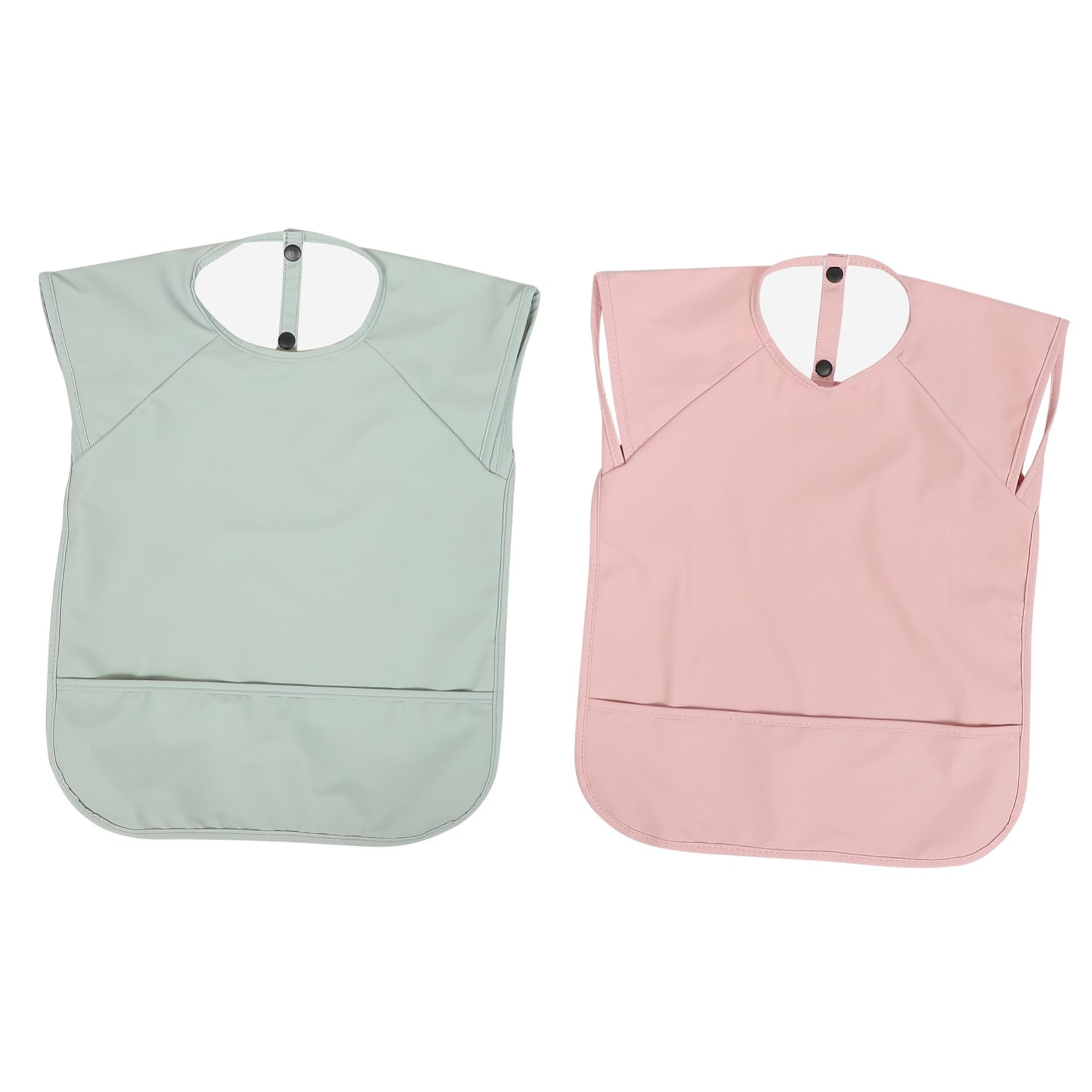 Milisten 2 pièces Bavoirs Garçon Fille Imperméables Sans Manches PU Lot de Protection Taches avec Poche pour Nourrissons Mois Garçon et Fille Bavoir Repas Doux et Pratique