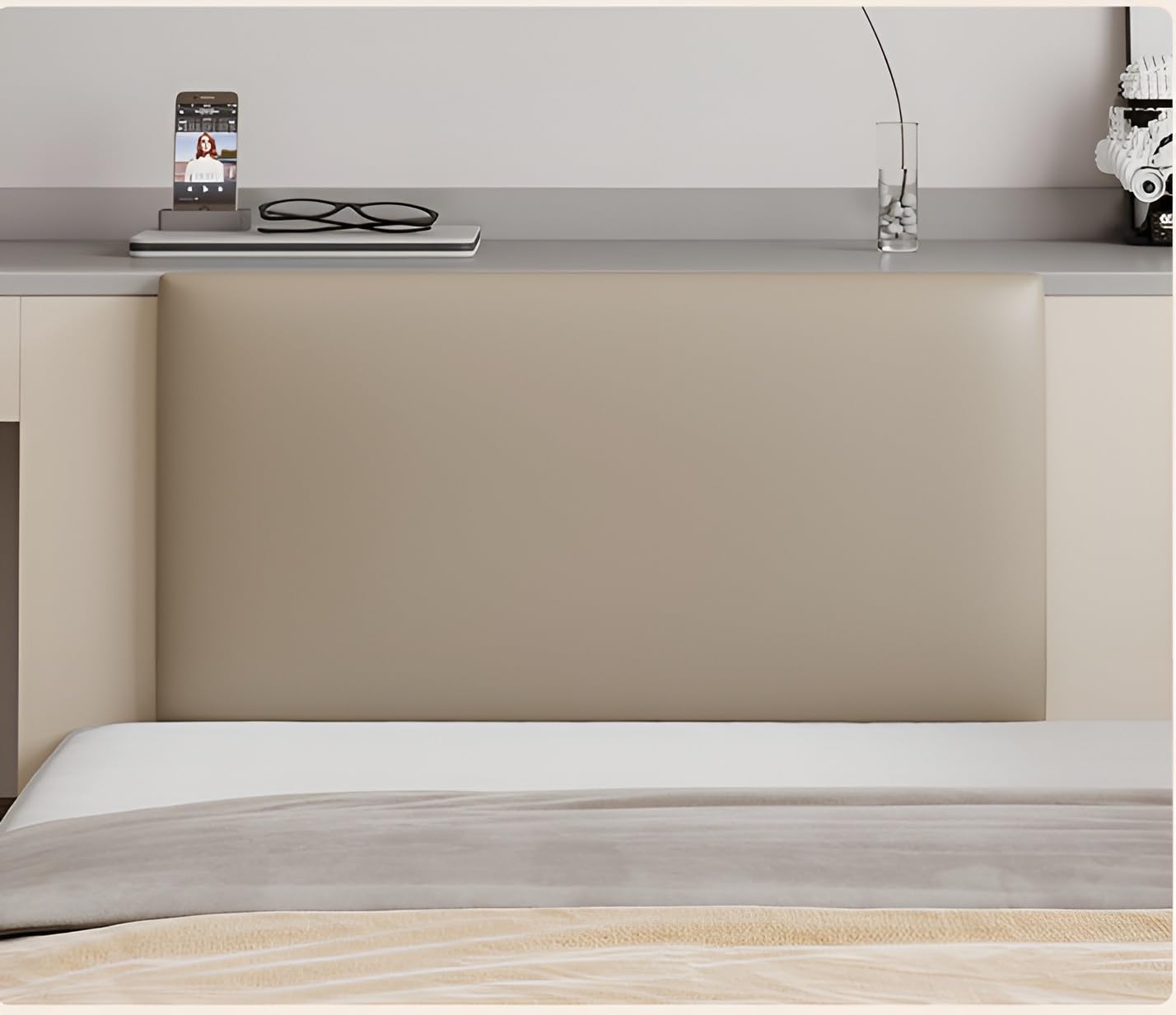 3D Thicken Upholstered Wall Panels PU Leather, Padded Wall Panels for Bedroom Easy Installation, Anti-collision, Peel and Stick Headboards for Bedroom, Children's Room, Hotel ( Color : Brown , Size :