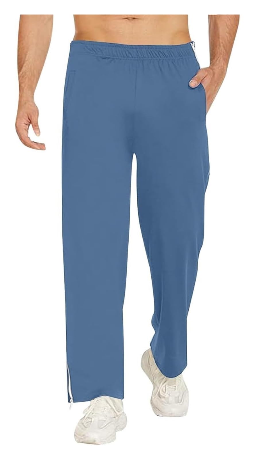 Revalidatiebroek Heren Joggingbroek M-3XL, Trainingsbroek Heren, Zijbroek Met Doorlopende Ritssluiting, Revalidatiebroek, Basketbaltrainingsbroek Met Split, Joggingbroek(Light brown,XXL