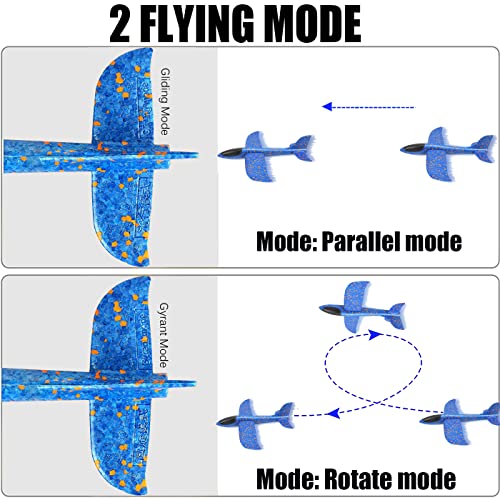 Fly2Sky 4 Pack Led Light Airplane Launcher Toy Set 2 Flight Mode Glider Airplane Foam Outdoor Sport Toys Party Favor Summer Toy Airplanes For Boys 3-12 Outdoor Toys For Kids 2 Plane + 2 Launcher #TOP5