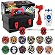 Bey Burst Turbo Blade Set, 12 WDKXCN Stück Bey Kampfkreisel mit Kasten Metal Fusion und Launcher Griff, Bey-bla-de Starter Set, Bey Arena Blade Burst Turbo Set, Geschenk für Kinder Ab 6 Jahren
